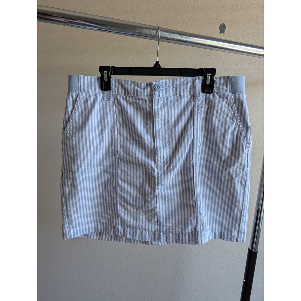 Lee Womens Blue White Striped Skort Elastic Waist Built-in Shorts Size 16